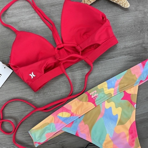 ☀️HURLEY☀️BILLABONG☀️ SOLID ADJUSTABLE A/DIV SKIMPY PANT BIKINI SET - Picture 13 of 14